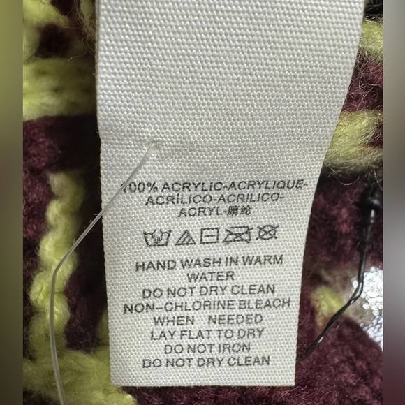 Free People Mariella Cable Knit Arm Warmers W Thumb Holes Red + Yellow NWOT $38 - Picture 6 of 6